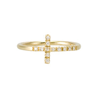 Cross Ring - Sideways with Diamonds